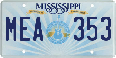 MS license plate MEA353