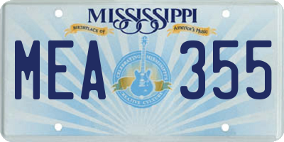 MS license plate MEA355