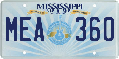 MS license plate MEA360