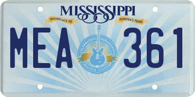 MS license plate MEA361