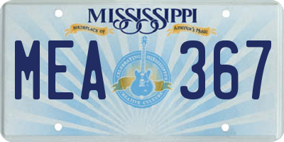 MS license plate MEA367