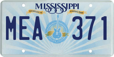 MS license plate MEA371