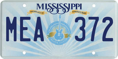 MS license plate MEA372