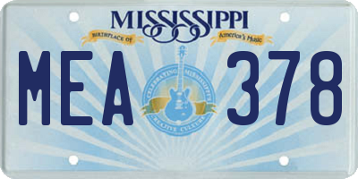 MS license plate MEA378