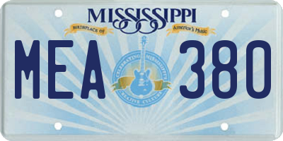 MS license plate MEA380