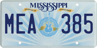 MS license plate MEA385