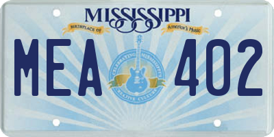 MS license plate MEA402