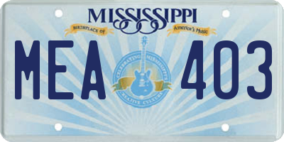 MS license plate MEA403