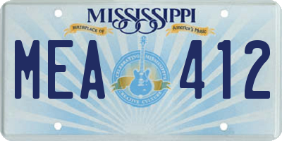 MS license plate MEA412