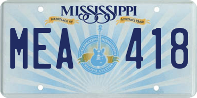 MS license plate MEA418