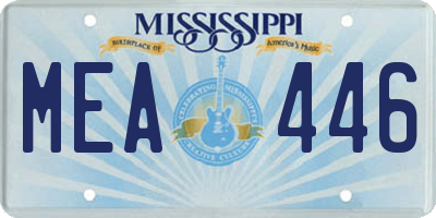 MS license plate MEA446