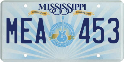 MS license plate MEA453