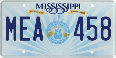 MS license plate MEA458