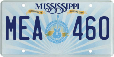 MS license plate MEA460
