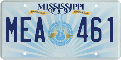 MS license plate MEA461