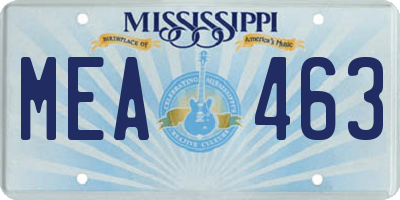 MS license plate MEA463