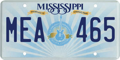 MS license plate MEA465