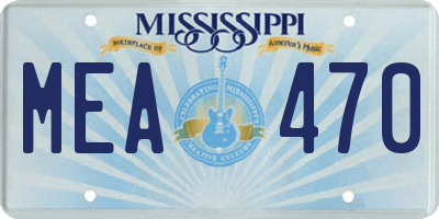 MS license plate MEA470