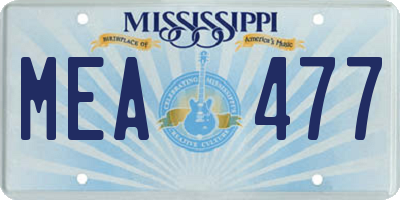 MS license plate MEA477