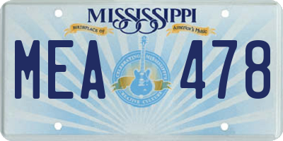 MS license plate MEA478
