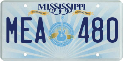 MS license plate MEA480
