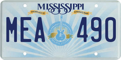 MS license plate MEA490