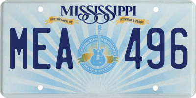 MS license plate MEA496
