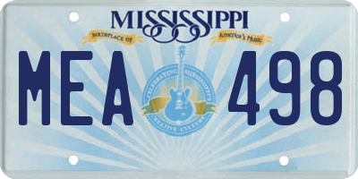 MS license plate MEA498