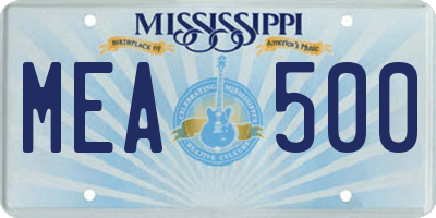 MS license plate MEA500