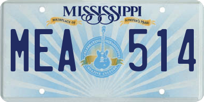 MS license plate MEA514
