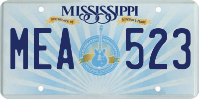 MS license plate MEA523