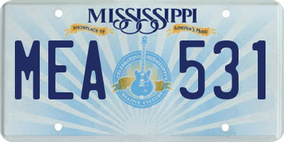 MS license plate MEA531