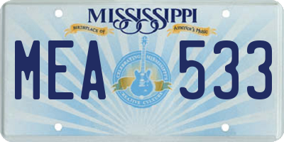 MS license plate MEA533