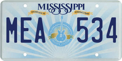 MS license plate MEA534