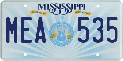 MS license plate MEA535