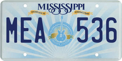MS license plate MEA536