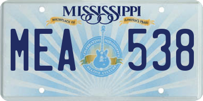 MS license plate MEA538