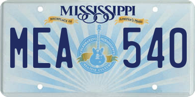MS license plate MEA540