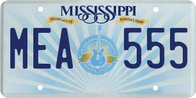 MS license plate MEA555