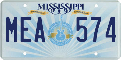 MS license plate MEA574