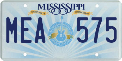 MS license plate MEA575