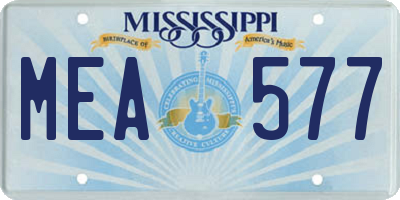 MS license plate MEA577