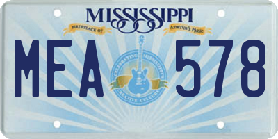 MS license plate MEA578