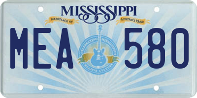 MS license plate MEA580