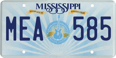 MS license plate MEA585