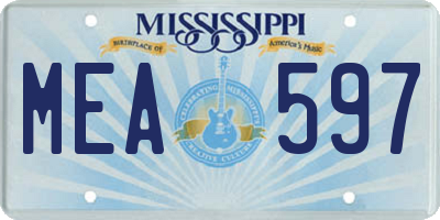MS license plate MEA597