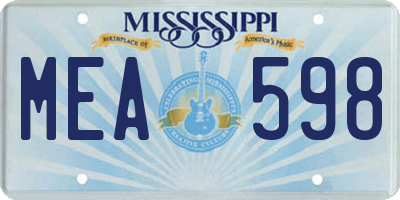 MS license plate MEA598