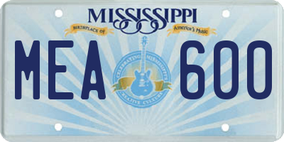 MS license plate MEA600