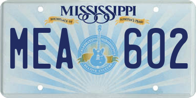 MS license plate MEA602