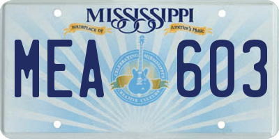 MS license plate MEA603